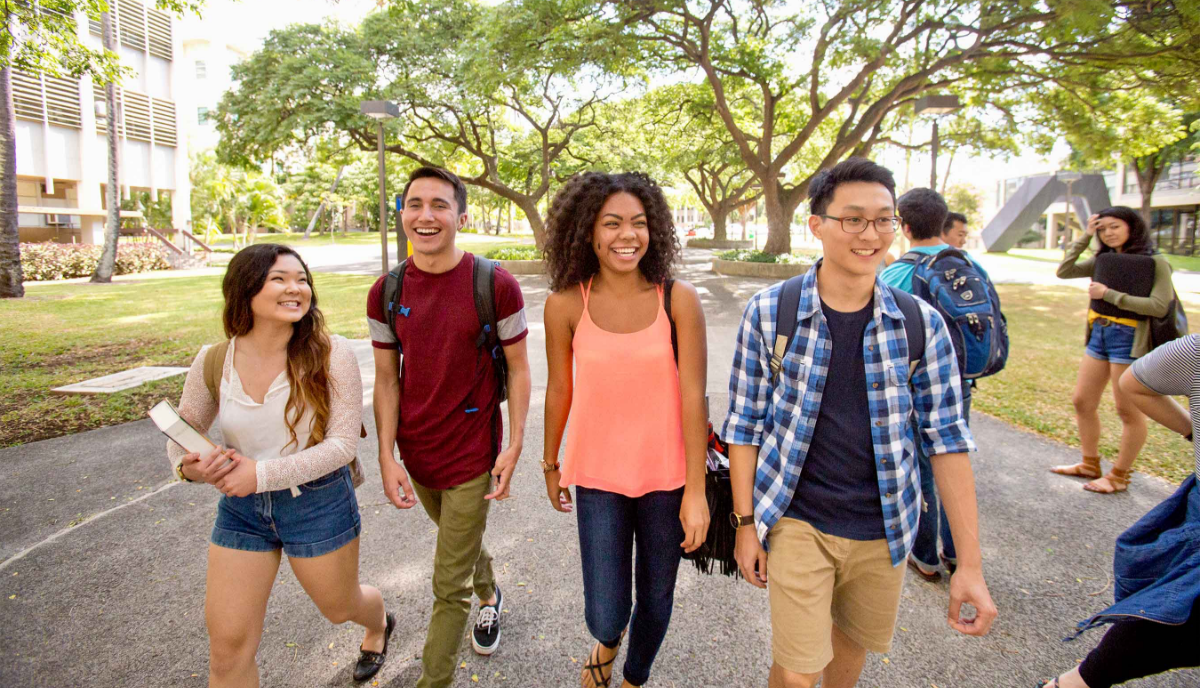 Students walking