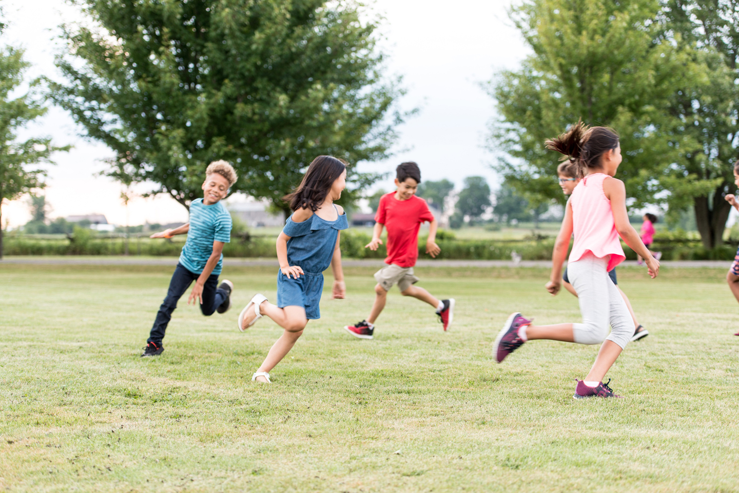 Elementary students playing outside