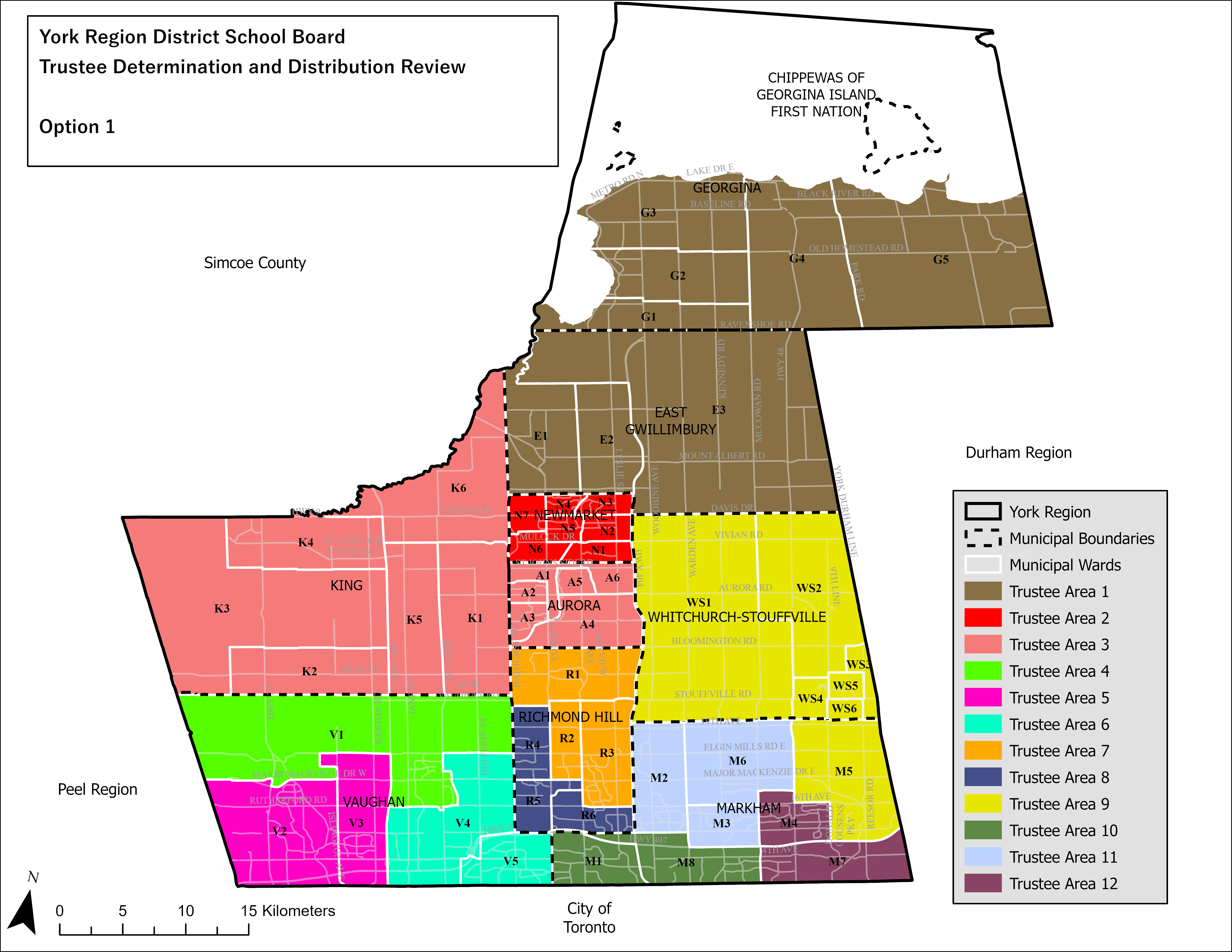 Map of proposed Trustee Areas - option 1