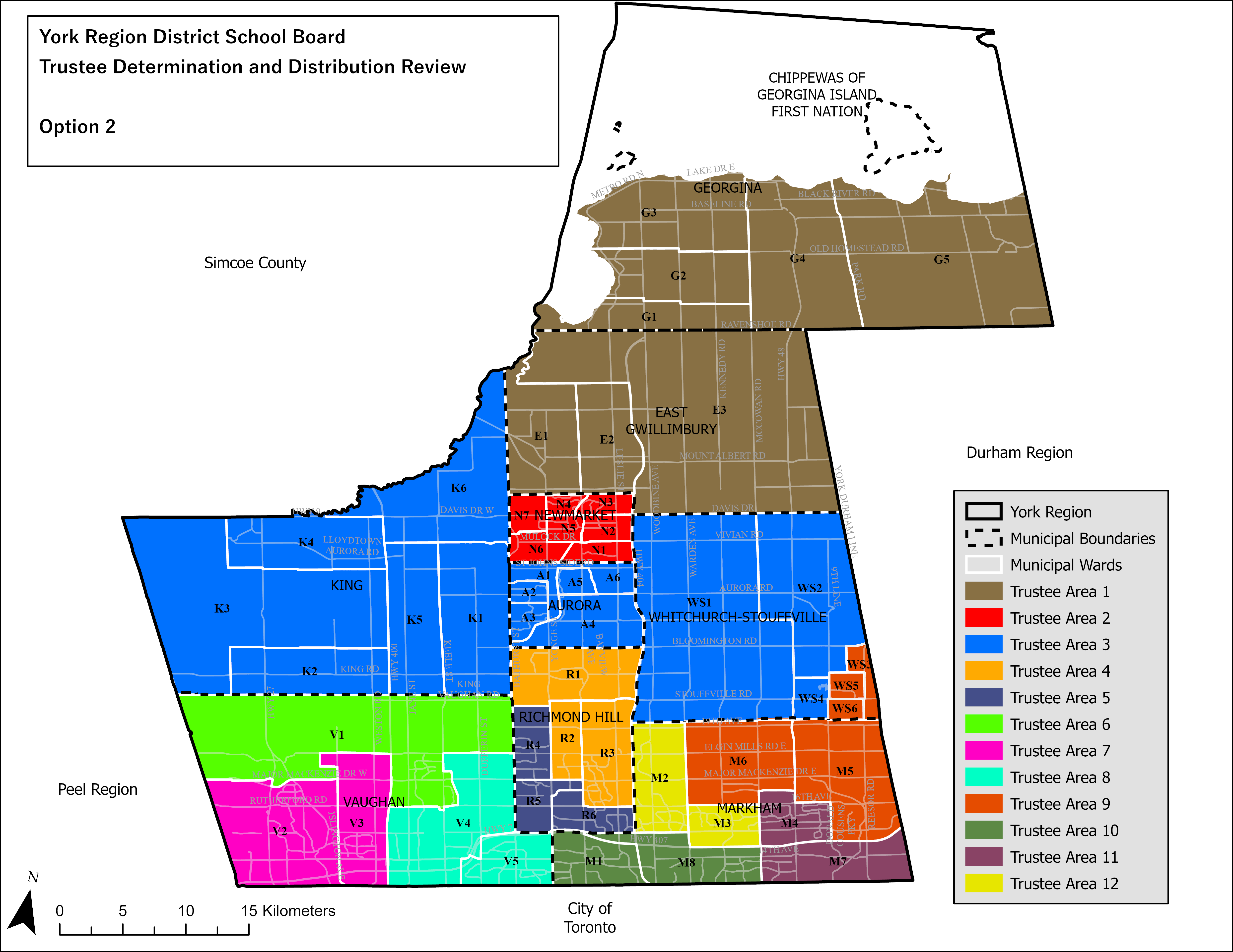 Map of proposed Trustee Areas - option 2