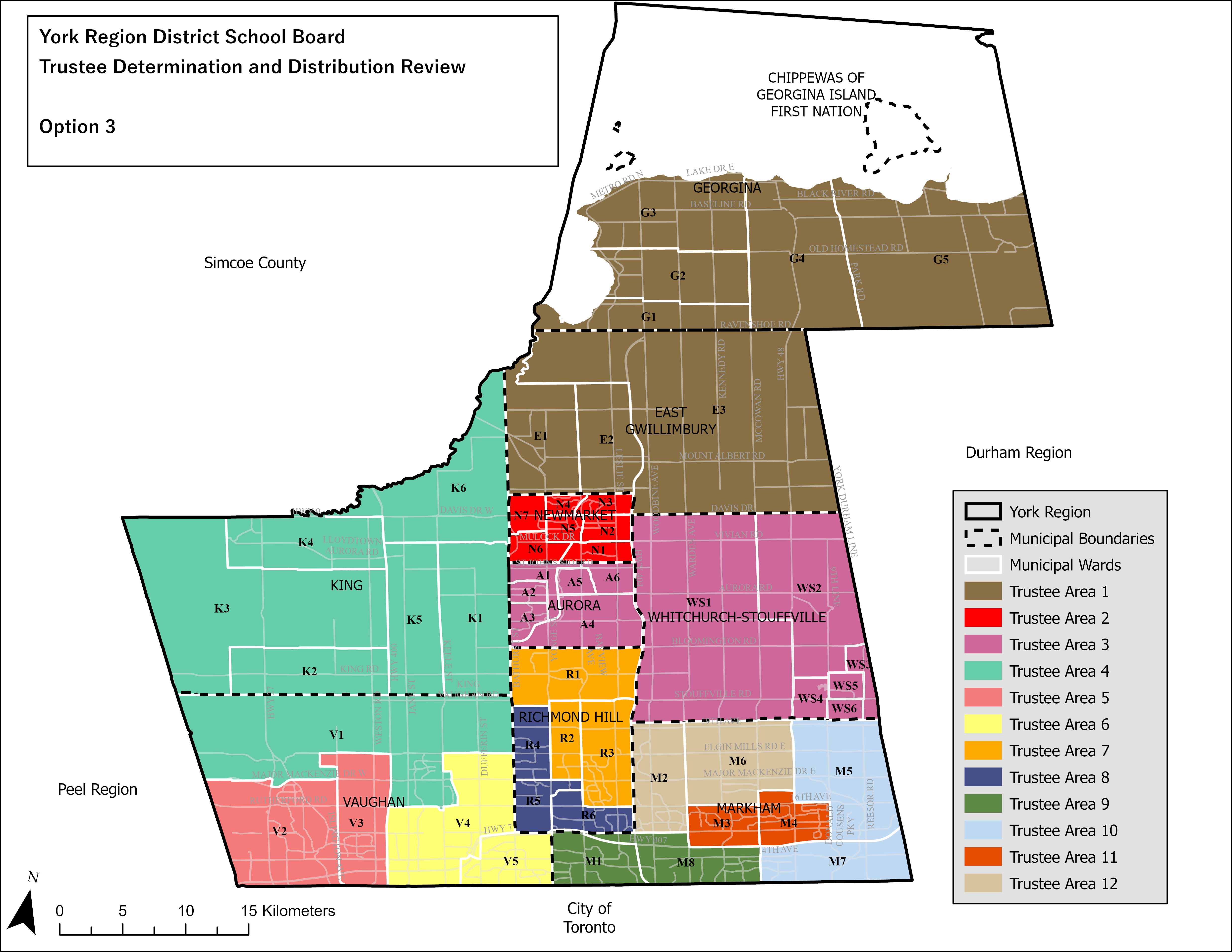 Map of proposed Trustee Areas - option 3