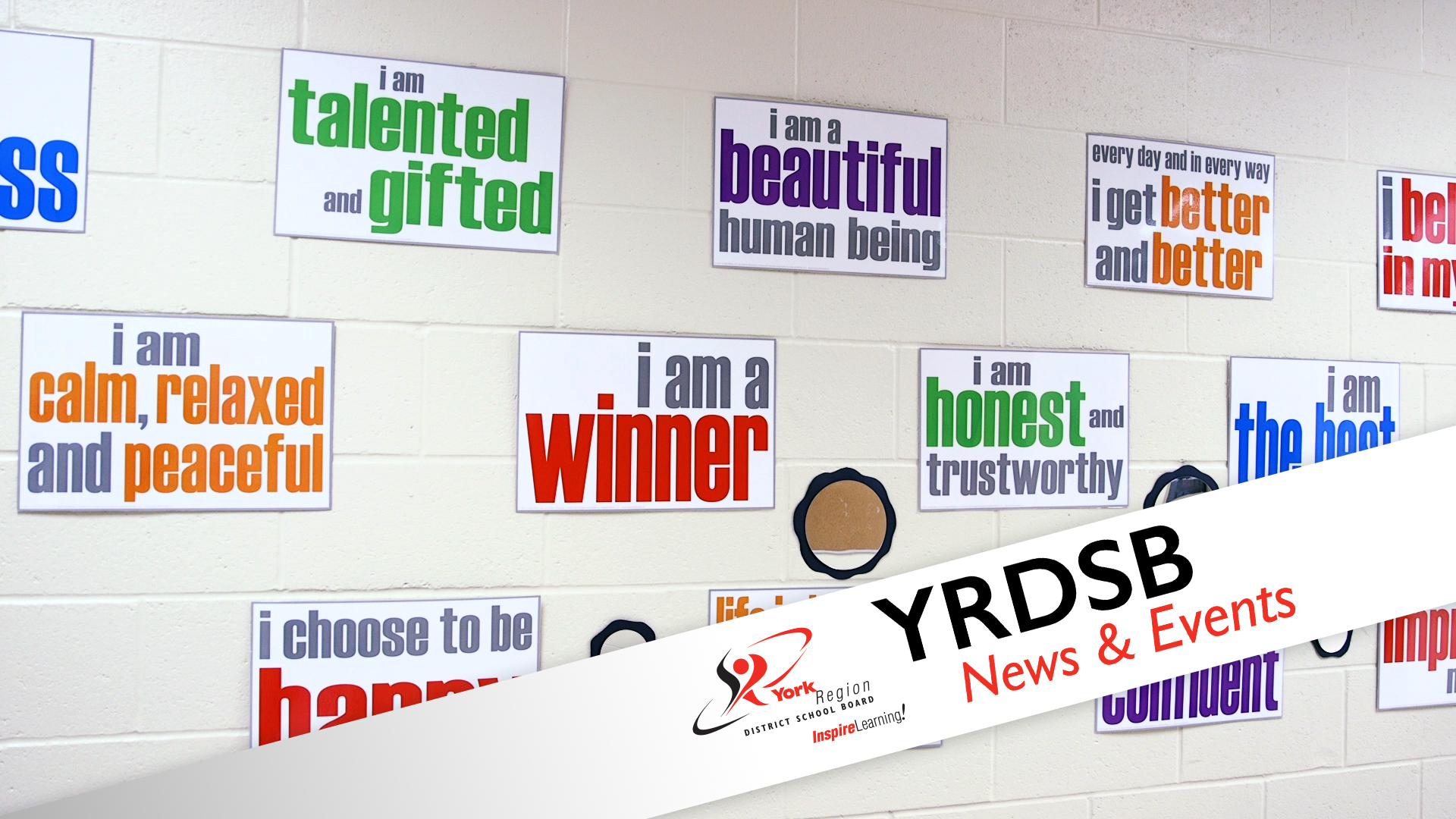 Wall signs with positive messages like I am talented and gifted. I am a winner.