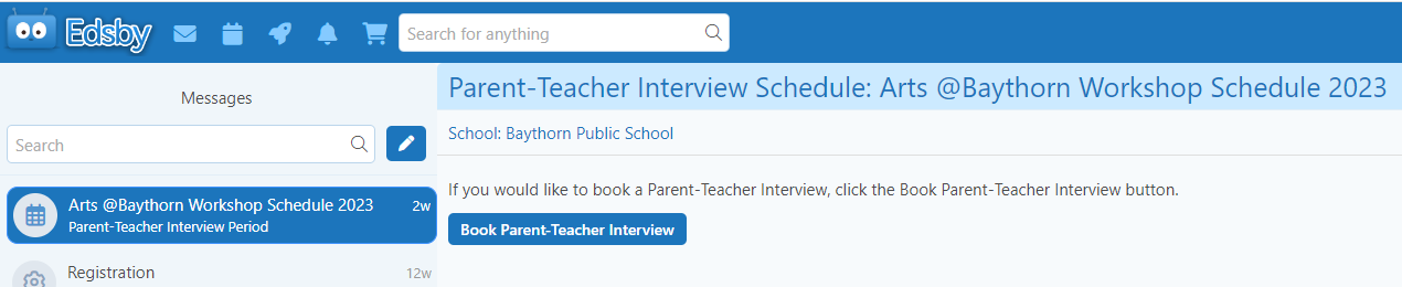 Arts Baythorn 2023 Edsby Booking Parent Teacher Interview