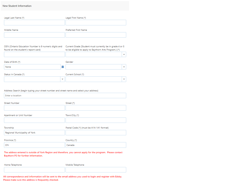 Edsby Campaign Registration - Student Info