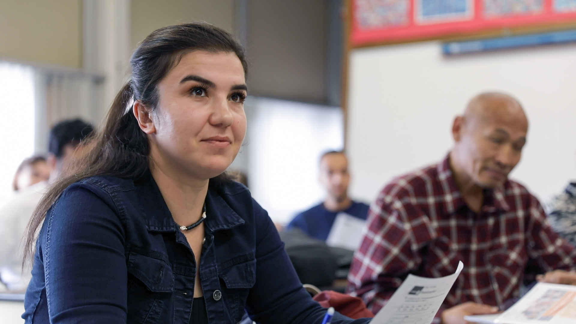 Adult learners in language class