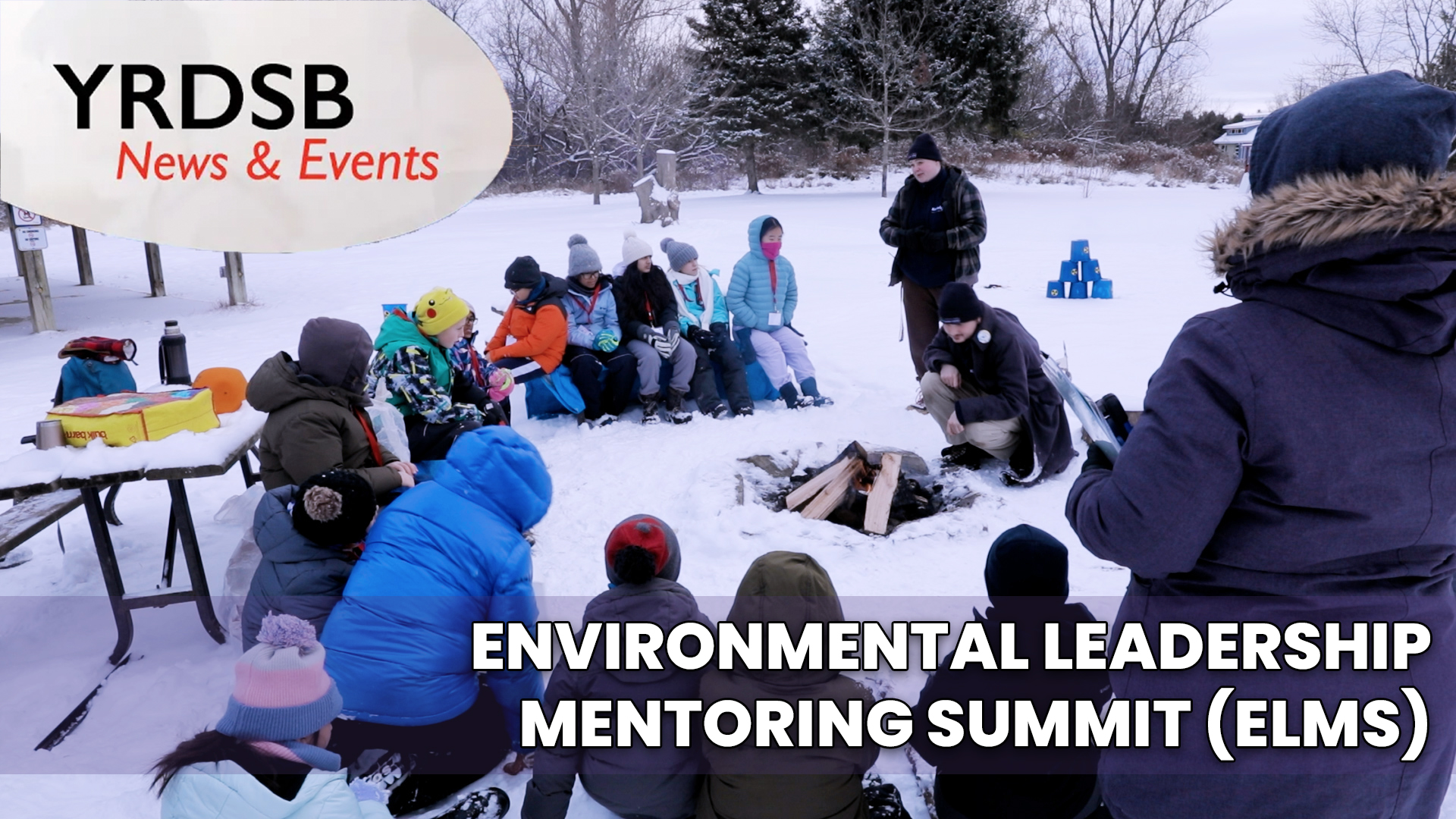 Students participate in activity in the snow