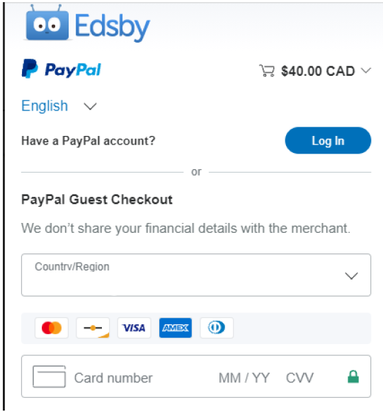 Edsby IB Programme PayPal