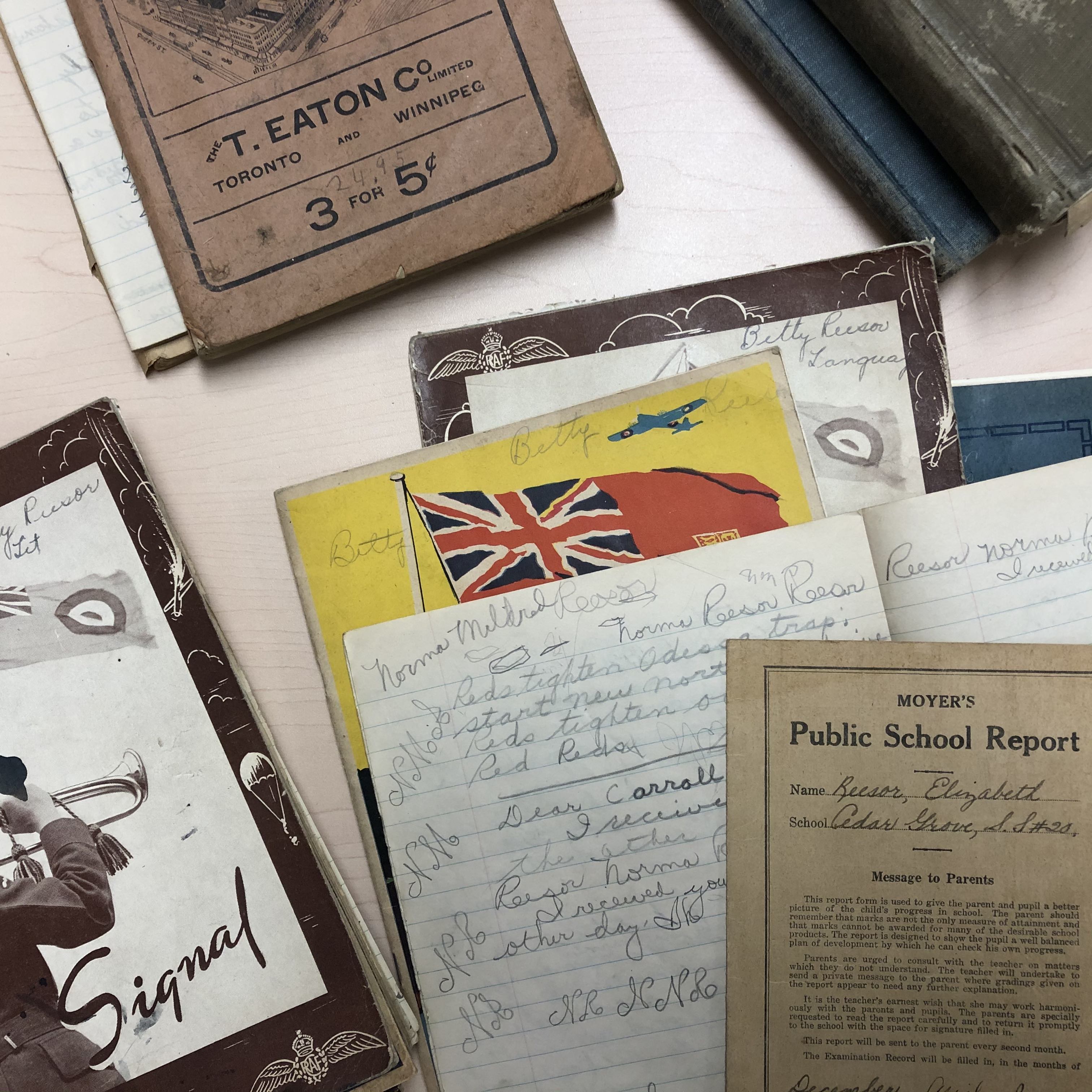 Archival Collection of schoolbooks and notes. YRDSB Museum & Archives, 015.21.0