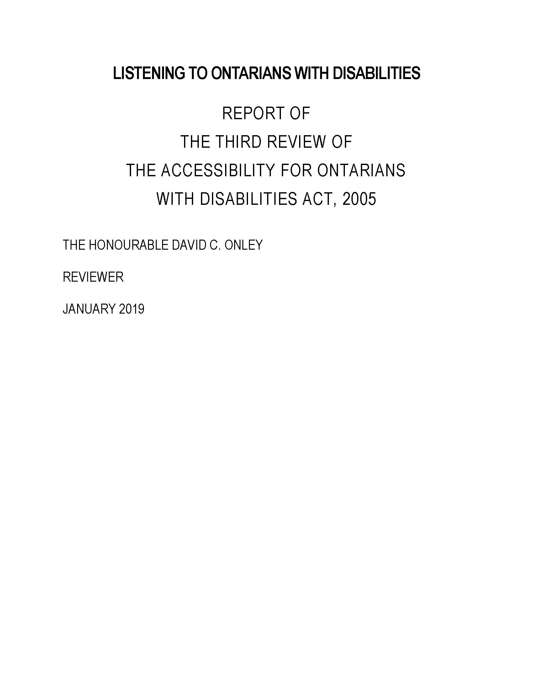 2019 Legislative Review of the AODA, 2005