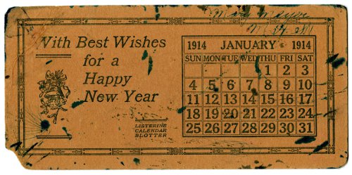 January 1914 calendar blotter