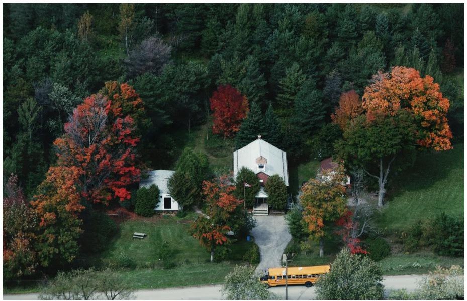 Aerial photograph of Burrlington Outdoor Resource Centre during the autumn.