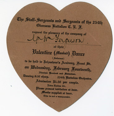 Valentine's Dance Invitation  1917
