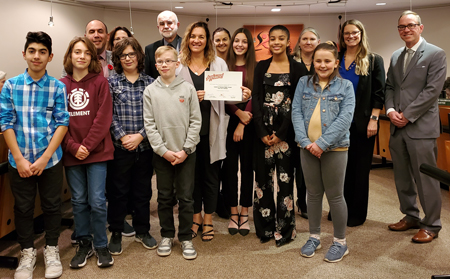 Lester B. Pearson Public School students with YRDSB staff and trustee