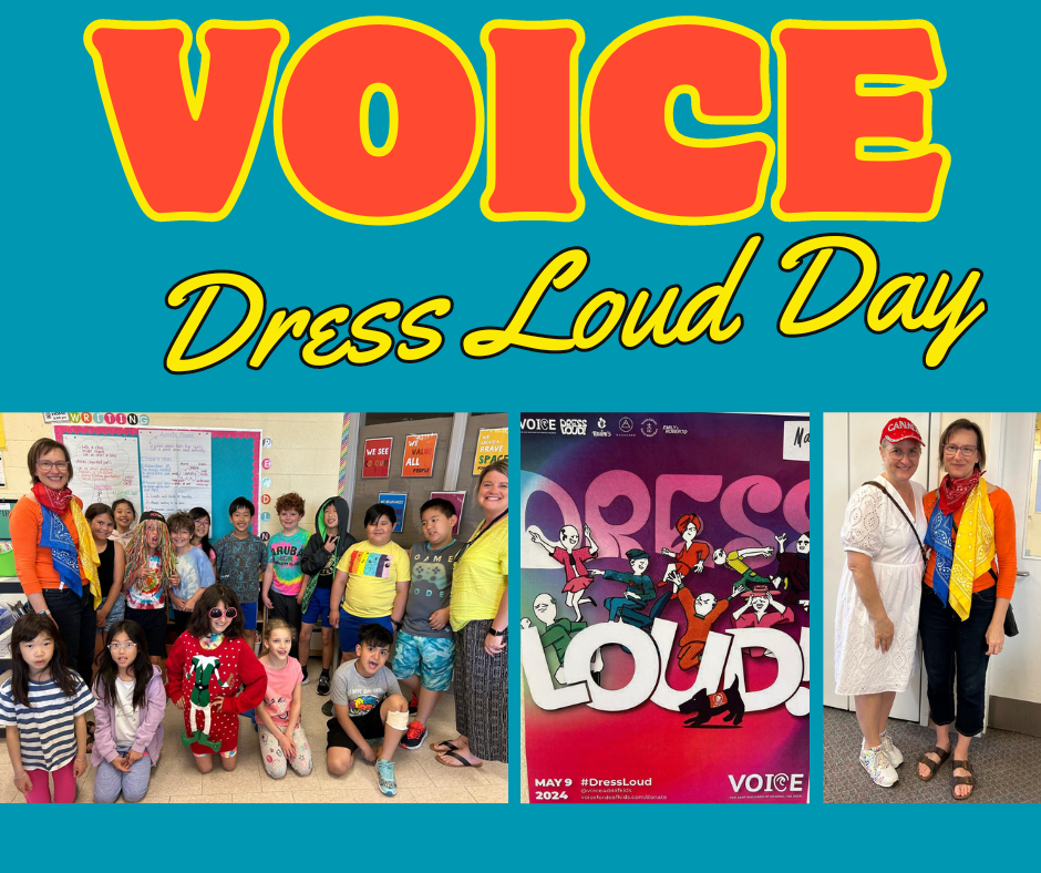 Photos of students and staff dressing loud for Dress Loud Day at Stonehaven Elementary School.