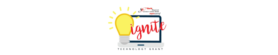Ignite Technology Grant Logo- A laptop with a yellow lightbulb and the words ignite in red.