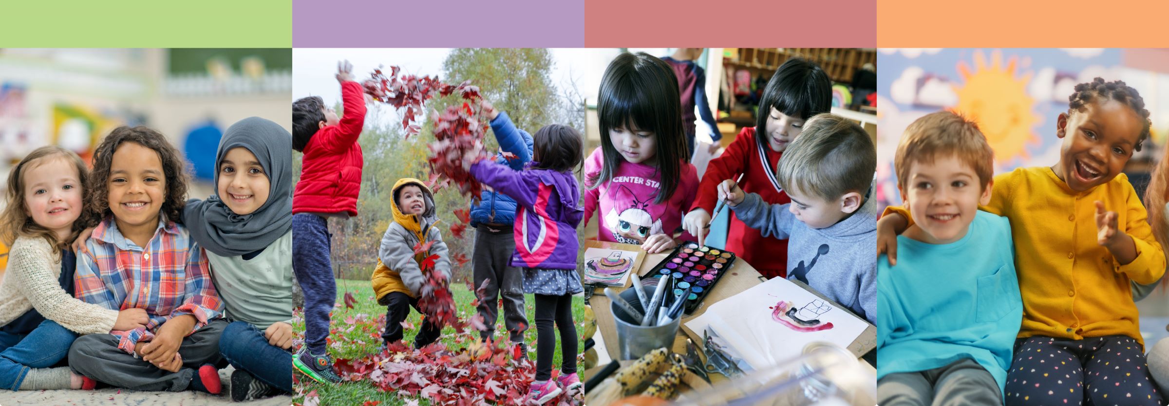 photos of students in class doing various activities