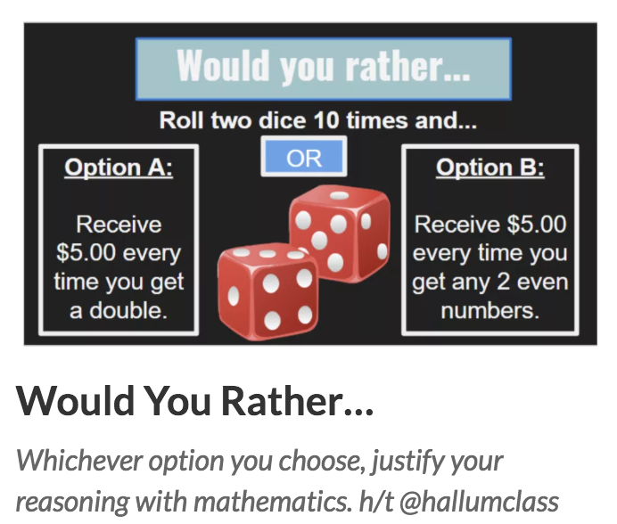 Would you rather dice comparison