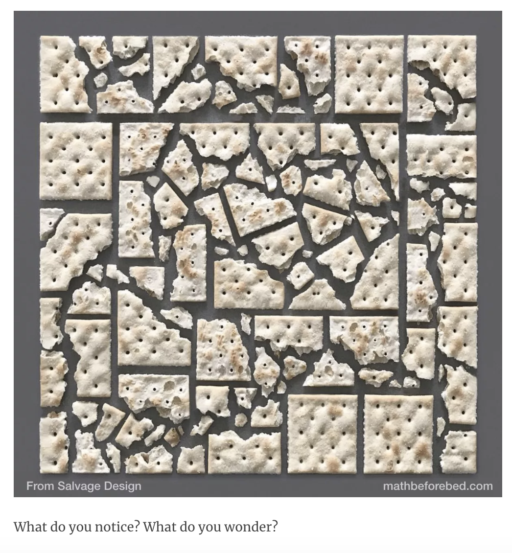Broken crackers forming square