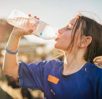 Student drinking water