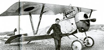 A Canadian air force pilot of WWI, Billy Bishop and his plane. YRDSB Museum & Archives​.