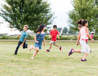 Elementary students playing outside