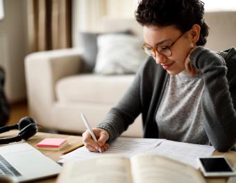 Student working on homework