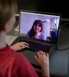Elementary student learning virtually on a laptop