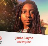 Girl standing in front of trees with text: A YRDSB Story