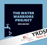 Black square with blue background. Words read "The Water Warriors Project, who are we?"