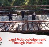 Students dancing on a bridge
