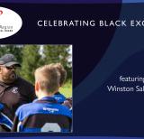 Celebrating Black Excellence, image of Winston Salandy facing student athletes